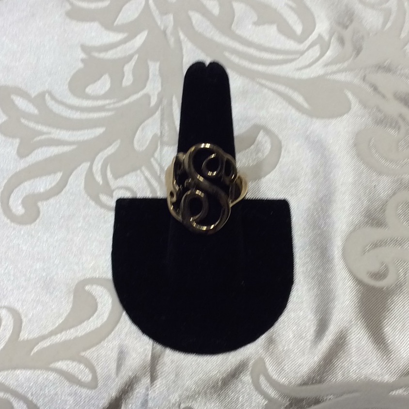 Monogram S Initial Gold-Tone Stretchy Ring 10$